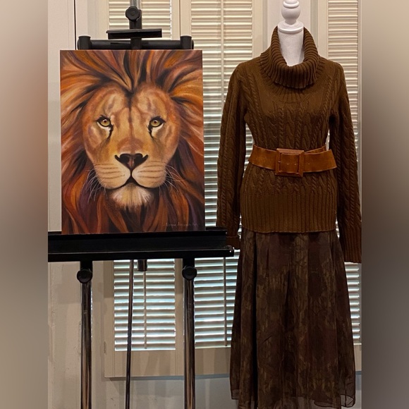 Peruvian Collection dark brown and olive silk skirt - Picture 7 of 10